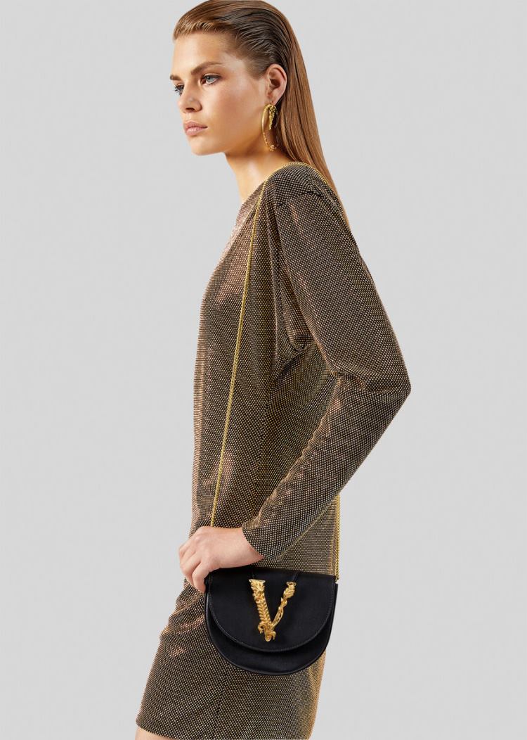 Torba Na Talię Damskie Versace Virtus Belt Bag Czarne | 3G5KYWTKO