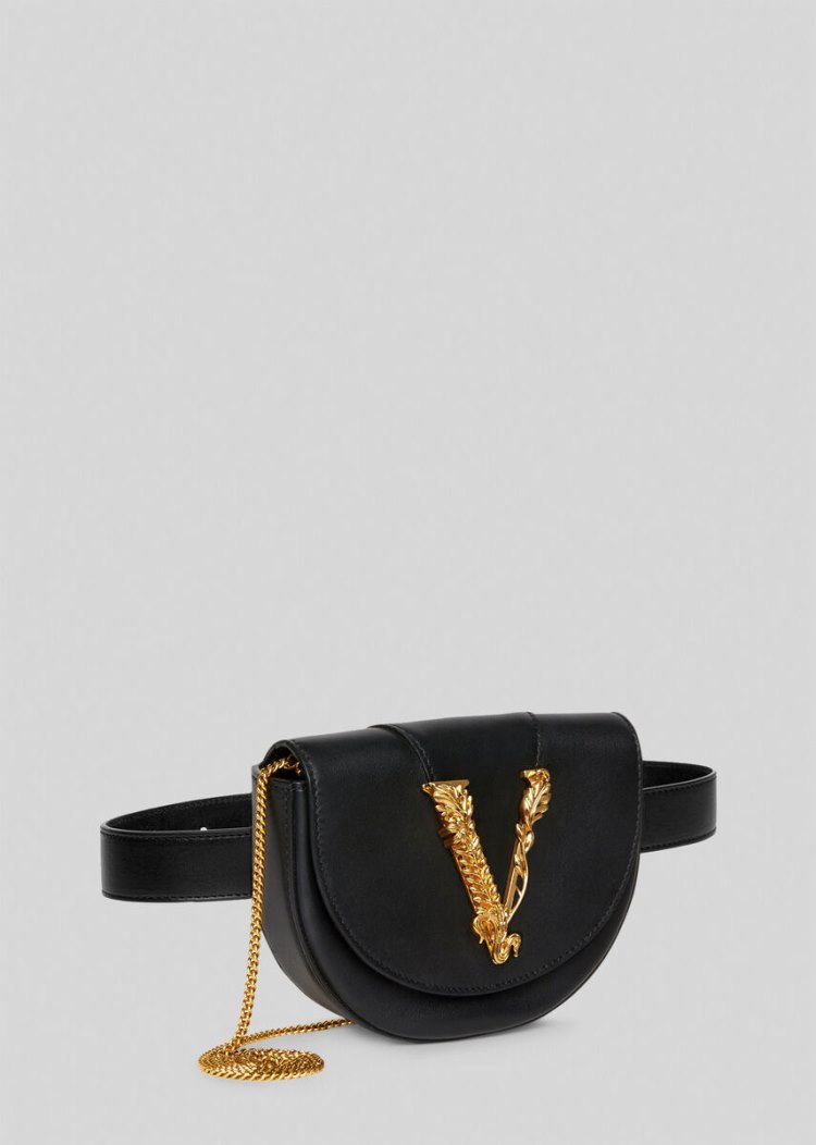 Torba Na Talię Damskie Versace Virtus Belt Bag Czarne | 3G5KYWTKO