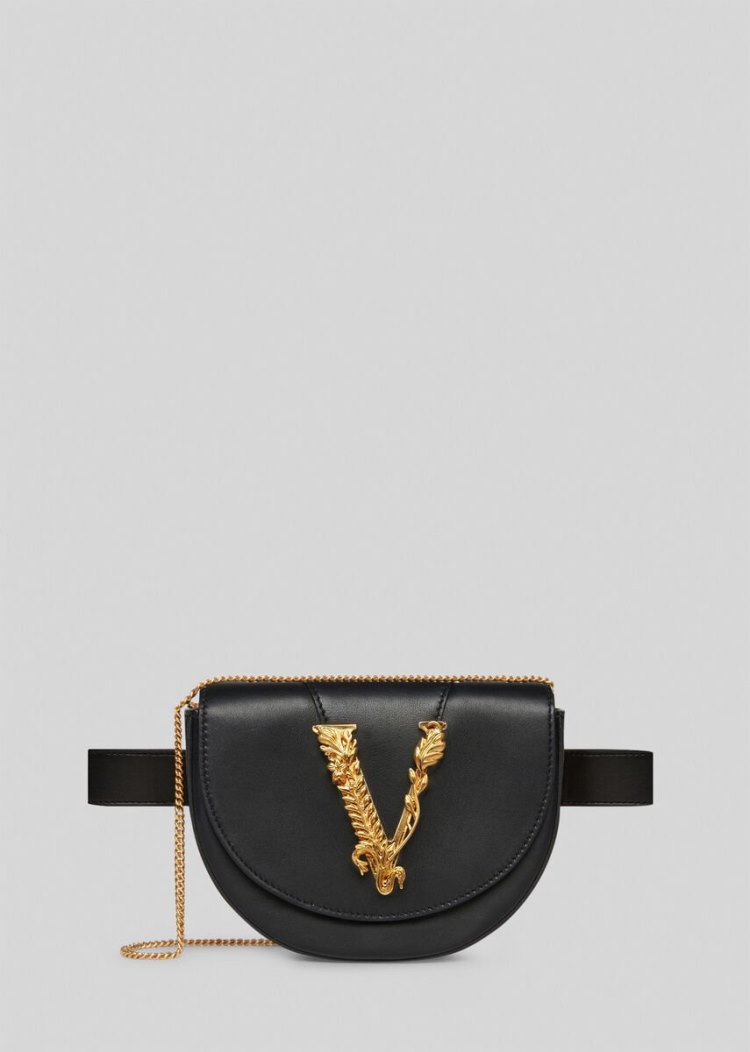 Torba Na Talię Damskie Versace Virtus Belt Bag Czarne | 3G5KYWTKO