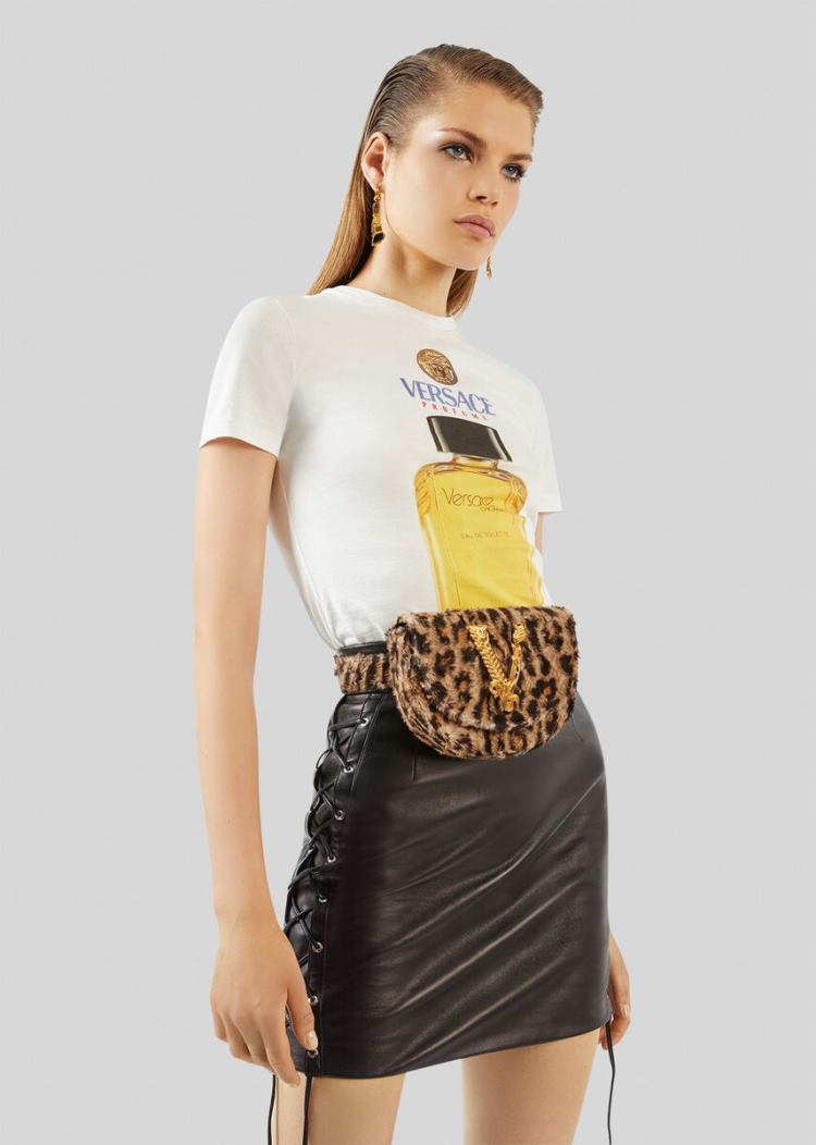 Torba Na Talię Damskie Versace Virtus Faux Fur Belt Bag Panterka | PUZC0I9TO