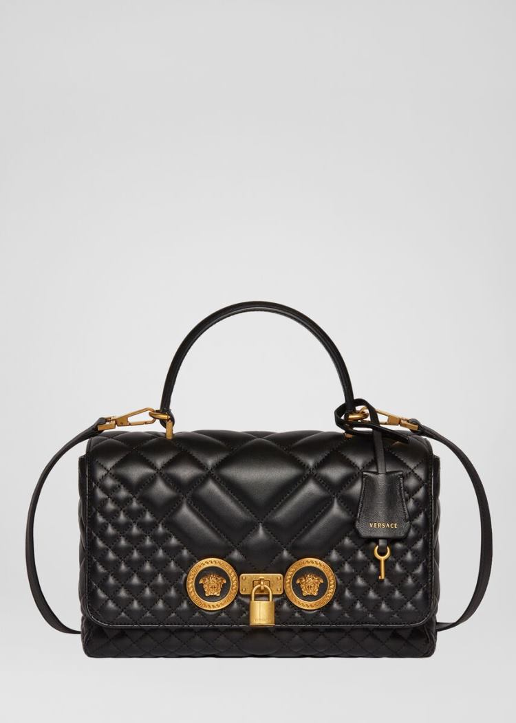 Torebki Damskie Versace Quilted Icon Dual Carry Bag Czarne | NMQGA0MHD