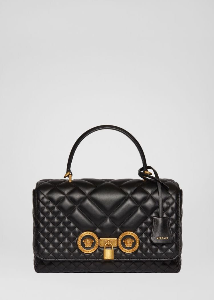 Torebki Damskie Versace Quilted Icon Dual Carry Bag Czarne | NMQGA0MHD