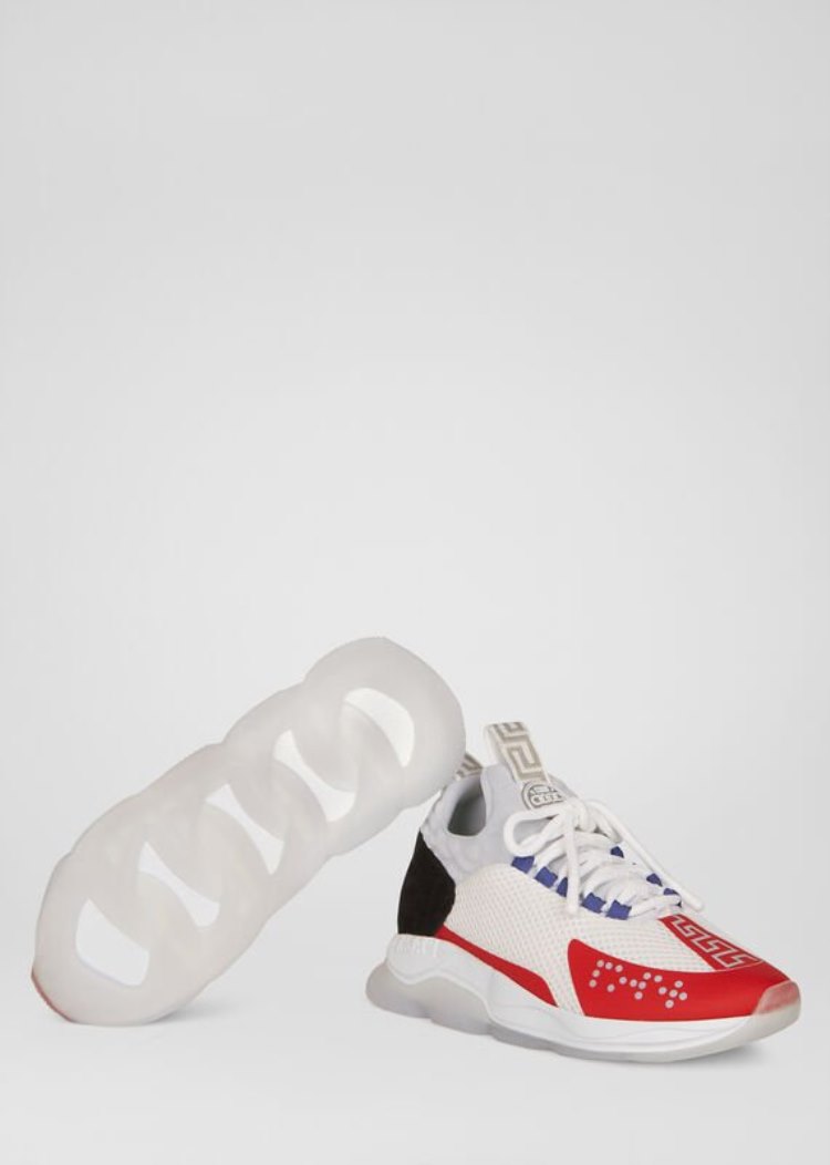 Trampki Damskie Versace Cross Chainer Trainers Białe | SLW1S02IR