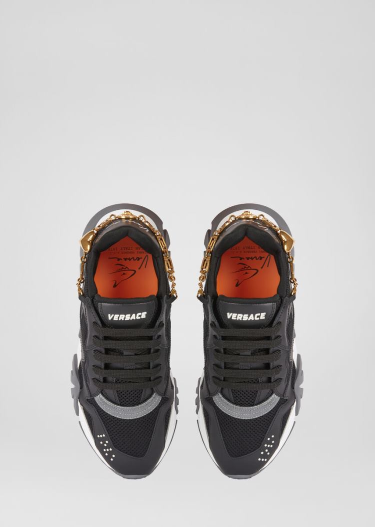 Trampki Damskie Versace Greca Chain Squalo Trainers Czarne | NSG2Q1569