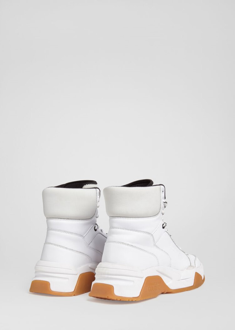 Trampki Jeans Couture Versace Jeans Couture Logo High Top Trainers Białe | 5GKD8P0TB
