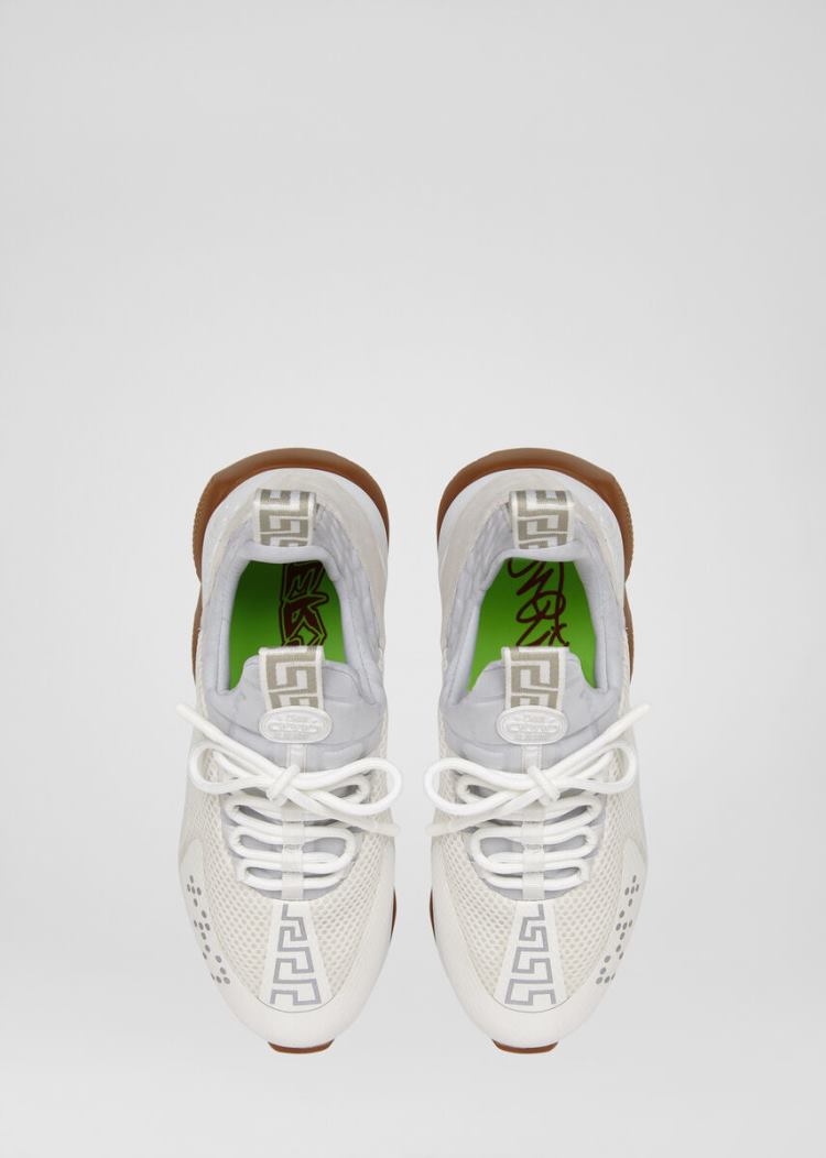 Trampki Męskie Versace Cross Chainer Trainers Białe | 7KZB66XVP