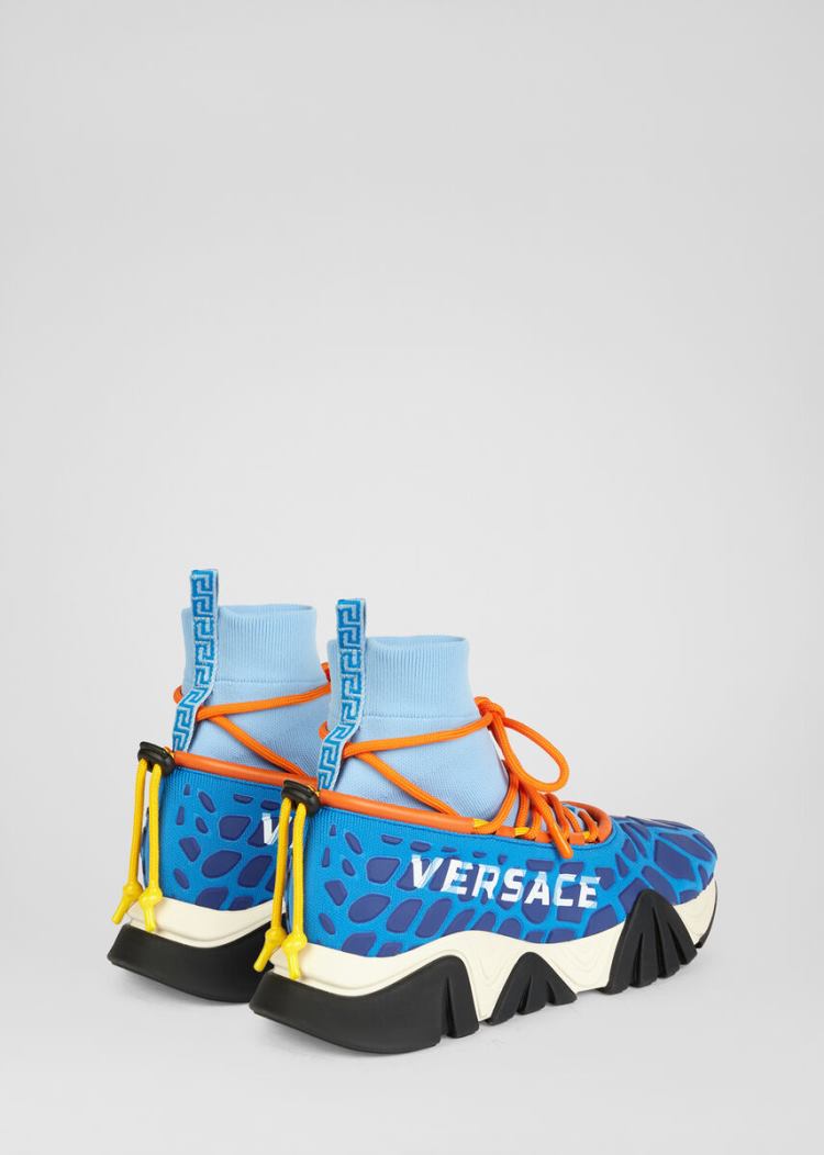 Trampki Męskie Versace Squalo Knit Trainers Niebieskie | U9VYK9QBY