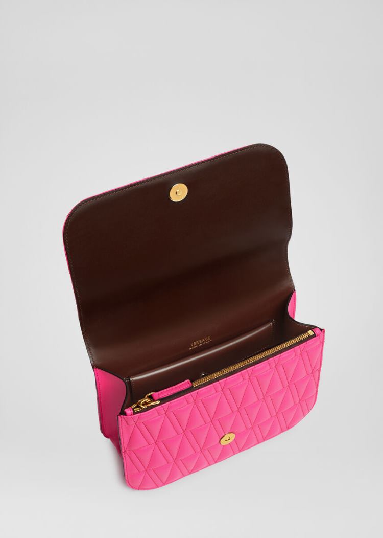 Virtus Bag Damskie Versace Quilted Virtus Shoulder Bag Różowe | VAEI5B233