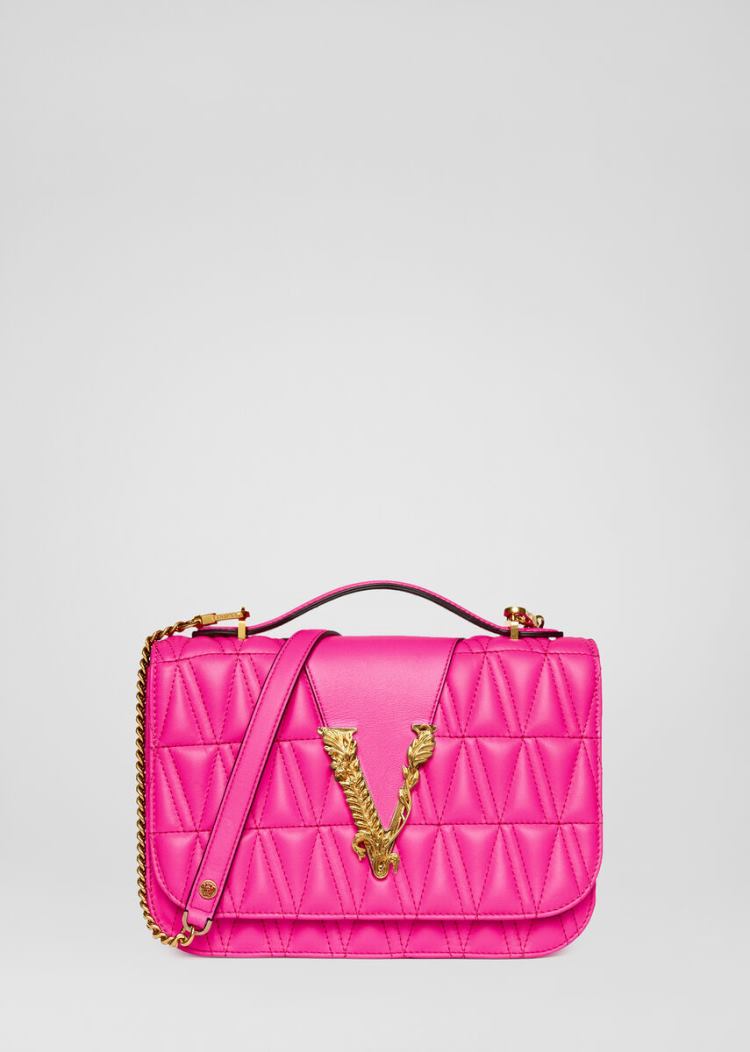 Virtus Bag Damskie Versace Quilted Virtus Shoulder Bag Różowe | VAEI5B233