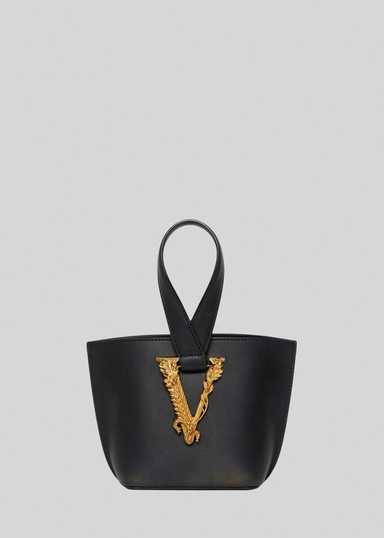 Virtus Bag Damskie Versace Virtus Bucket Bag Czarne | M3H3UB9XH