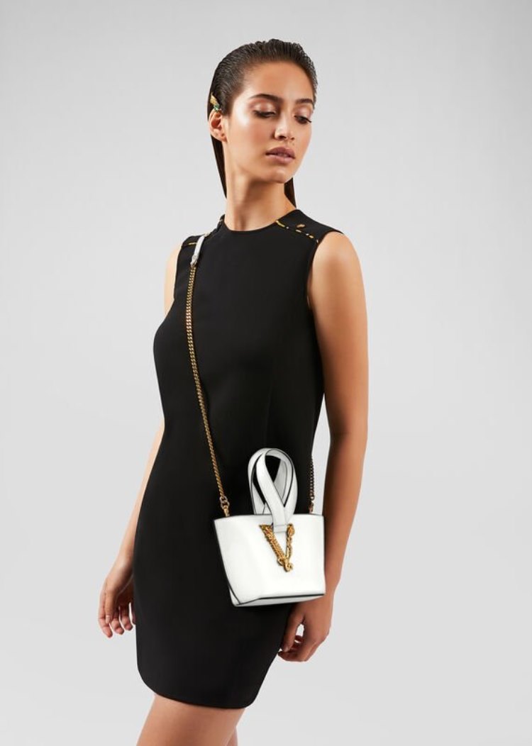 Virtus Bag Damskie Versace Virtus Bucket Bag Białe | VQJ8Y1XUX