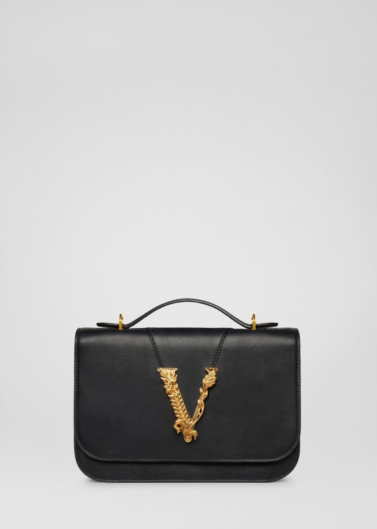 Virtus Bag Damskie Versace Virtus Shoulder Bag Czarne | 2SLRO9ICX