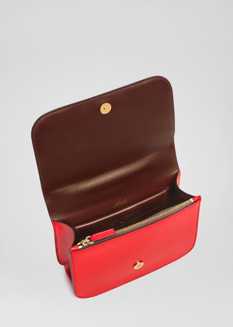 Virtus Bag Damskie Versace Virtus Shoulder Bag Czerwone | DST81U0EB