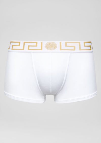 Bielizny Męskie Versace Greca Border Trunks Białe | 8659EK4W9