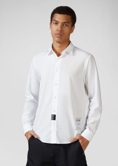 Koszule Jeans Couture Versace Jeans Couture Etichetta Detail Bawełniane Shirt Białe | L917OXXHL