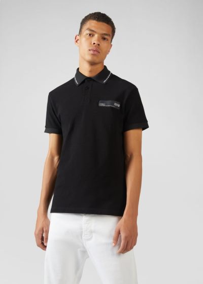 Koszulki Polo Jeans Couture Versace Jeans Couture Logo Polo Shirt Czarne | M75O807TS