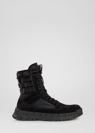 Kozaki Męskie Versace Greca Rhegis Boots Czarne | FJC5PDF9I
