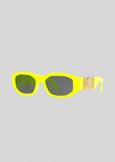 Okulary Słoneczne Damskie Versace Fluo Yellow Medusa Biggie Żółte | QTY2DGYE3