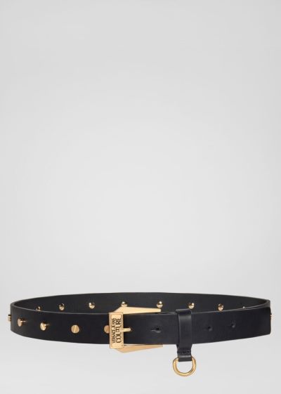 Paski Jeans Couture Versace Jeans Couture Logo Klamry Belt Czarne | BB8VIYQRM