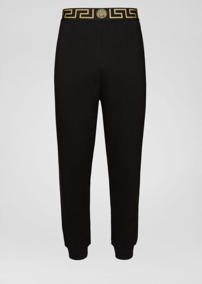 Portki Męskie Versace Greca Border Lounge Trousers Czarne | MLAARWG3W