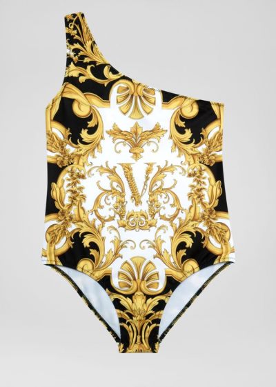 Stroje Kąpielowe Dziecięce Versace Young Barocco Rodeo Print Asymmetric Swimsuit Kolorowe | JOELHCNVP