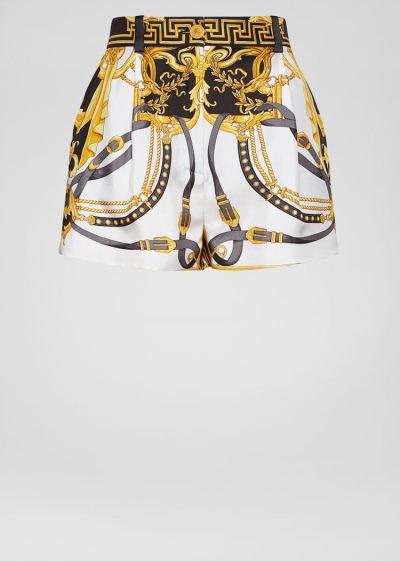 Szorty Damskie Versace Barocco Rodeo Print Silk Shorts Kolorowe | AOYJ6FLGH